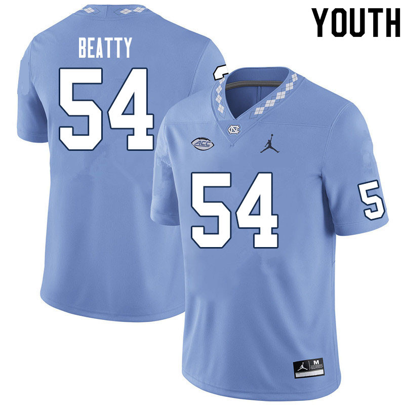 Youth #54 A.J. Beatty North Carolina Tar Heels College Football Jerseys Sale-Carolina Blue